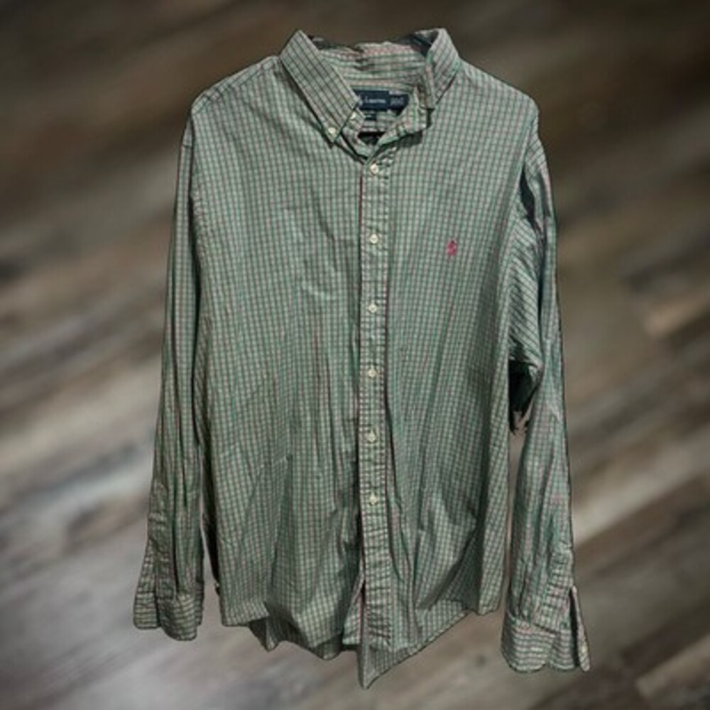 Ralph Lauren Men's Plaid Long-Sleeve, Button-Down, XL - Polo, 100% Cotton Shirt
